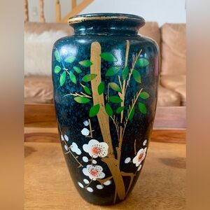 Antique Japanese Hand Painted Floral Vase
